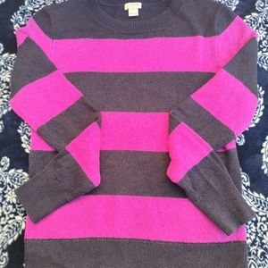 J.Crew XXS Sweater Banded with Mulberry, Navy Stripes